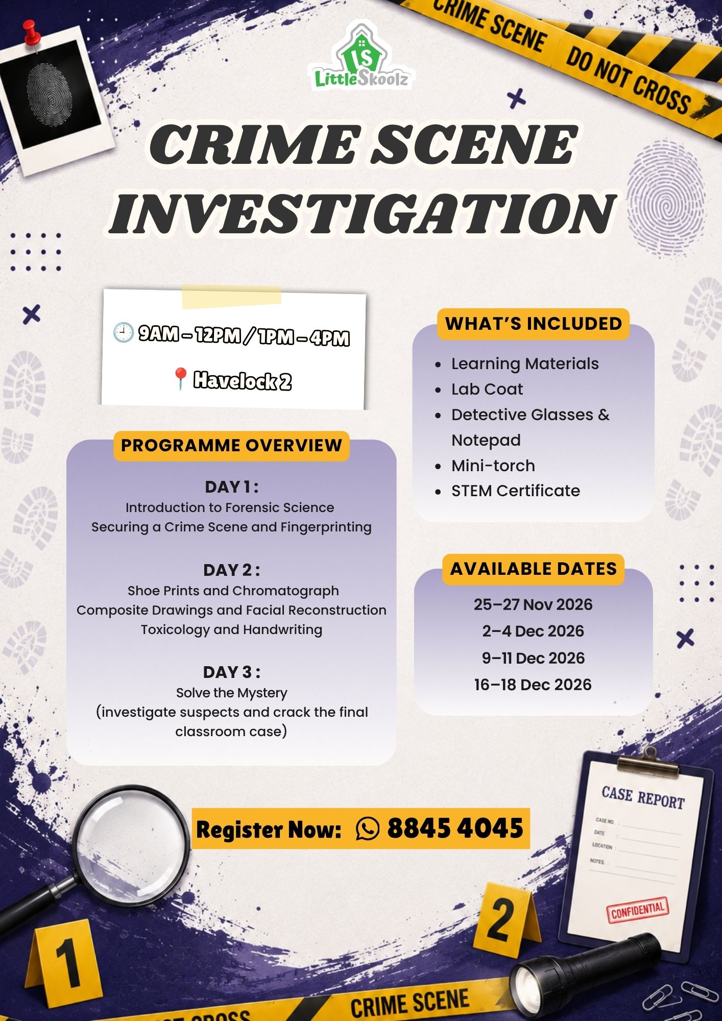 Crime Scene Investigation Year-End programme overview